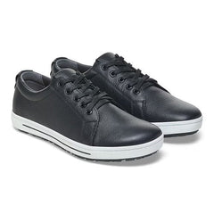 Birkenstock QO500 Sneaker, Black Leather with Black Laces, Men's 12-12.5